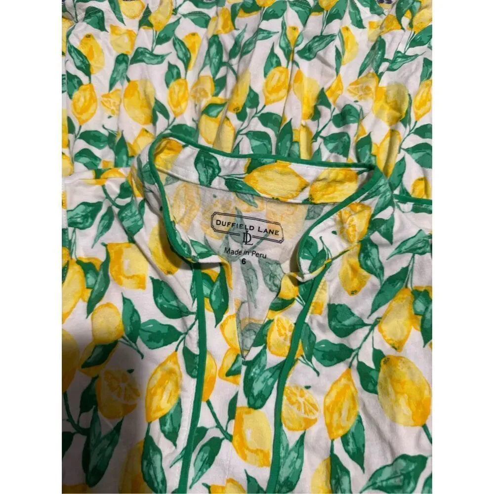 Duffield Lane lemon print cotton dress 6 kids